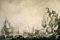 Ships and militia by a rocky shore, c.1680 - Willem van de, the Elder Velde