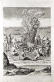 Indians praying around a fire, engraving from Hariot's A Briefe and True Report of...Virginia, 1590, engraved by Theodor de Bry (1528-98) - John White