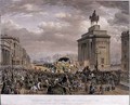 The Duke of Wellingtons 1769-1852 funeral car passing the Archway at Apsley House on 18th November 1852 - (after) Haghe, Louis