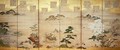 Six panel screen with birds and flowers of the twelve months - Tosa Mitsunari