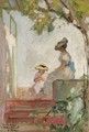 Sainte-Maxime, Madame Lebasque et sa fille sur la terrasse - Henri Lebasque