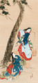 The salt maidens Matsukaze and Murasame from the kabuki dance 'Shiokumi' (Salt gathering) - Katsushika Hokuto