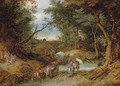 A wooded landscape with travellers on a path - Jan The Elder Brueghel