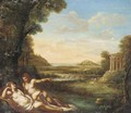 A classical landscape with nymphs reclining by a wood - (after) Annibale Carracci
