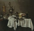 Still Life With A Silver Ewer, A Silver-Gilt Covered Cup, A Ham, A Salt, A Roemer, A Nautilus Shell And Other Objects, All On A Cloth-Draped Table - Willem Claesz. Heda