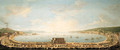 A panoramic view of the Bay of Naples, with the royal procession to Piedigrotta - Antonio Joli