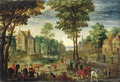 A horseman conversing with elegant company - (after) Jan The Elder Brueghel