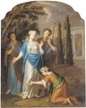 Classical figures before a temple to Diana - (after) Jacopo (Giacomo) Amigoni