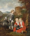 A Boy With A Goat And Twins In A Forest Landscape With A View Of A Formal Garden Beyond, Said To Be The Children Of Graf Hochberg - Johann Heinrich Roos