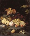 Still Life With Summer Fruits Including Apples, Grapes, A Peach, A Plum, Blackberries, Hazelnuts, Walnuts And Other Objects - Jan Weenix