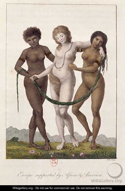 Europe Supported by Africa and America, from Narrative of a Five Years Expedition against the Revolted Negroes of Surinam 1772-77, engraved by William Blake 1757-1827, published 1796 - John Gabriel Stedman
