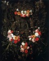 Christ and St Therese in a Garland of Flowers - Daniel Seghers