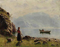 Young Girl by Norwegian Fjord - Hans Dahl