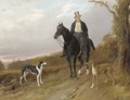 Charles, 2nd Earl of Talbot, on a dark bay hunter, with his greyhounds Top and Tabinet - Richard Ansdell