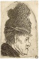 A grotesque Profile Man in a high Cap - Harmenszoon van Rijn Rembrandt