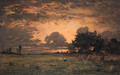 Sunset over the Plain of Barbizon - Theodore Rousseau