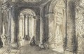 View Of The Galleries Looking Onto Rotundas Of The Colisee - Gabriel De Saint Aubin