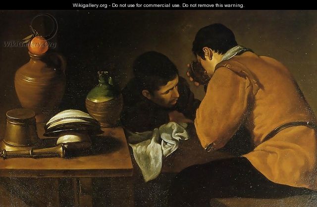 Two Young Men At A Table - Diego Rodriguez de Silva y Velazquez