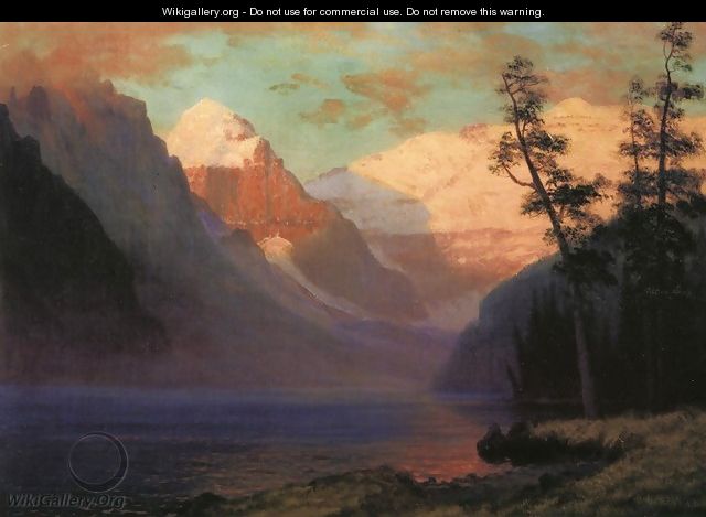 Evening Glow Lake Louise - Albert Bierstadt