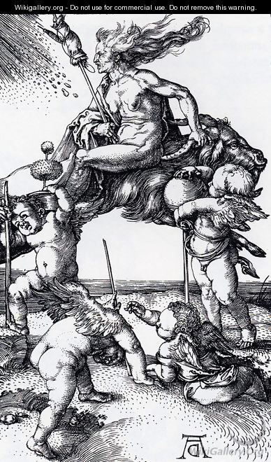 Witch Riding Backwards On A Goat - Albrecht Durer