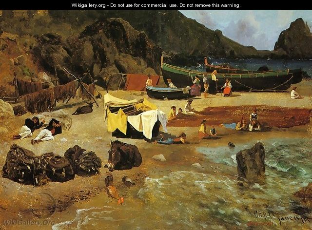 Fishing Boats At Capri - Albert Bierstadt