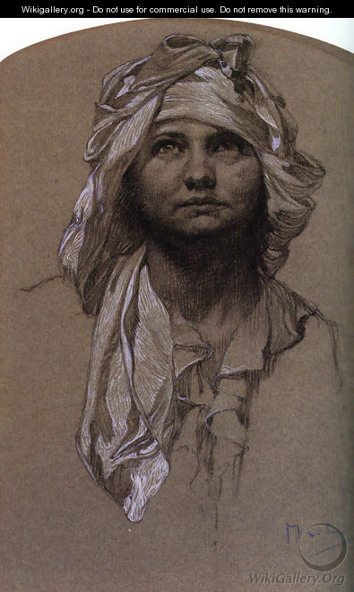 Head Of A Girl - Alphonse Maria Mucha