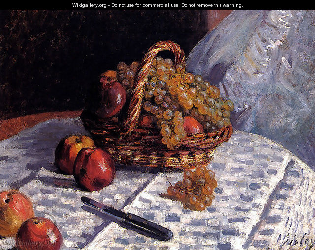 Still Life: Apples And Grapes - Alfred Sisley