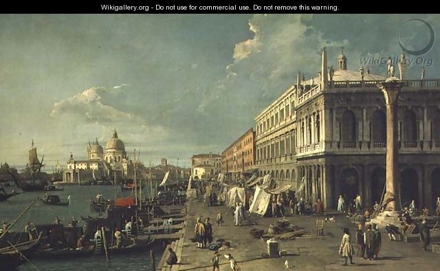 The Molo With The Library And The Entrance To The Grand Canal - (Giovanni Antonio Canal) Canaletto