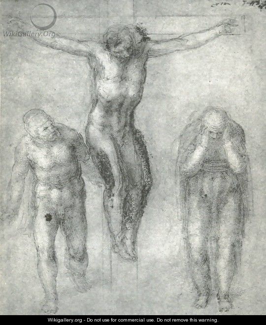 Study For Christ On The Cross With Mourners - Michelangelo Buonarroti