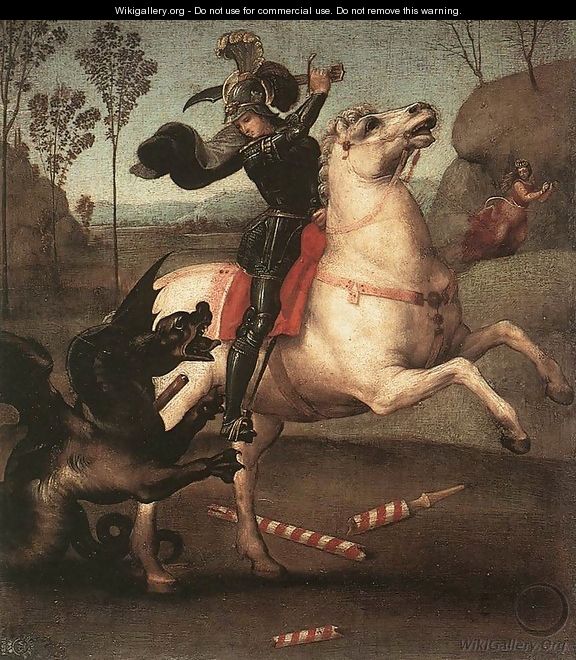 St George Fighting The Dragon - Raphael