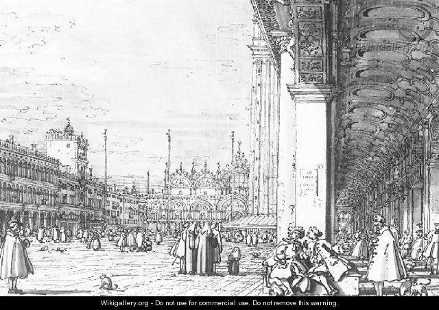 Piazza San Marco Looking East From The South West Corner Ii - (Giovanni Antonio Canal) Canaletto