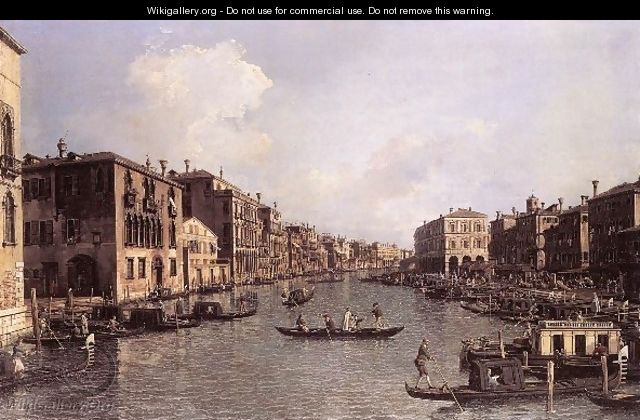 Grand Canal Looking South East From The Campo Santa Sophia To The Rialto Bridge - (Giovanni Antonio Canal) Canaletto