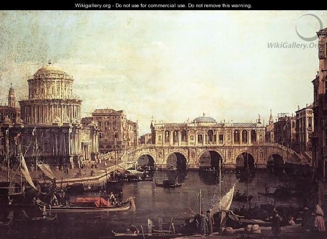 Capriccio The Grand Canal, with an Imaginary Rialto Bridge and Other Buildings 1740s - (Giovanni Antonio Canal) Canaletto