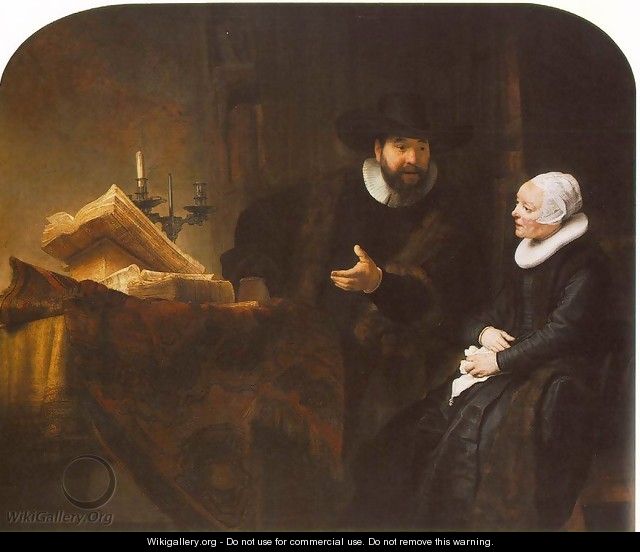 The Mennonite Minister Cornelis Claesz. Anslo in Conversation with his Wife, Aaltje 1641 - Rembrandt Van Rijn