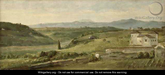 Panoramic Landscape With A Farmhouse - George Frederick Watts