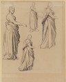 Four Studies Of A Draped Female Figure - George Frederick Watts