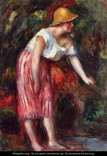 Woman In A Straw Hat - Pierre Auguste Renoir