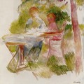 Woman And Child In A Garden (sketch) - Pierre Auguste Renoir