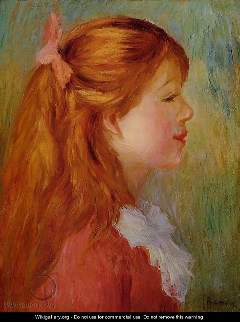Young Girl With Long Hair In Profile - Pierre Auguste Renoir