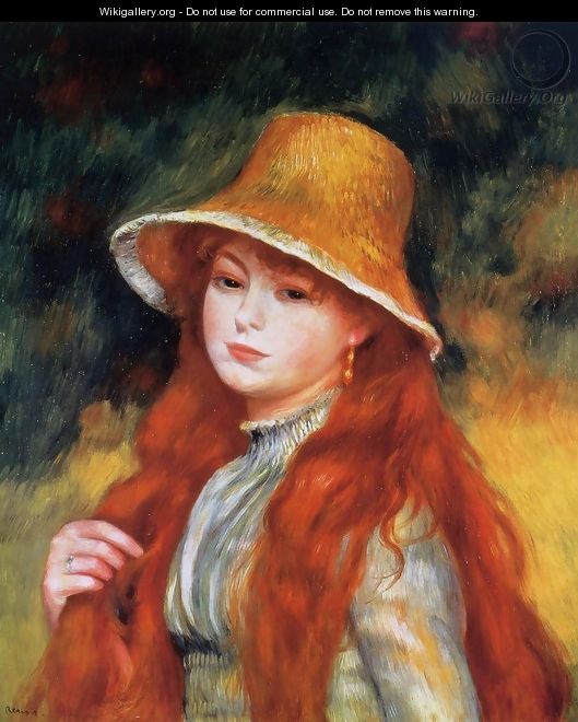 Young Girl In A Straw Hat - Pierre Auguste Renoir