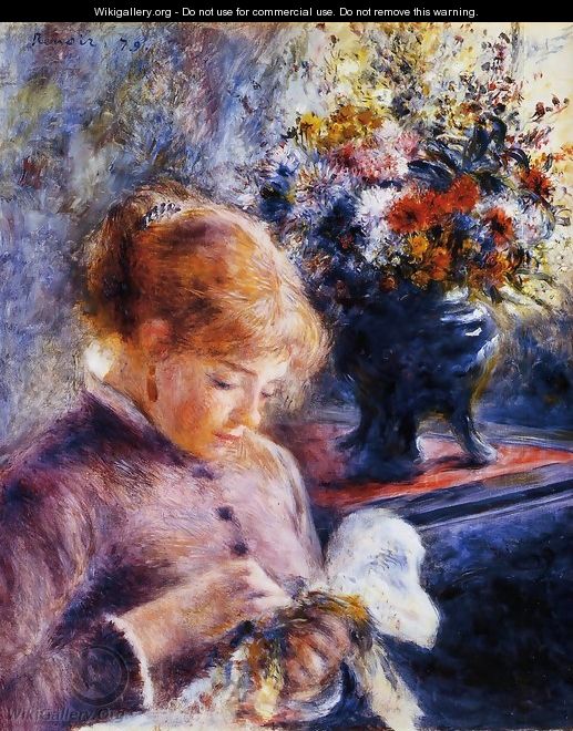Young Woman Sewing - Pierre Auguste Renoir
