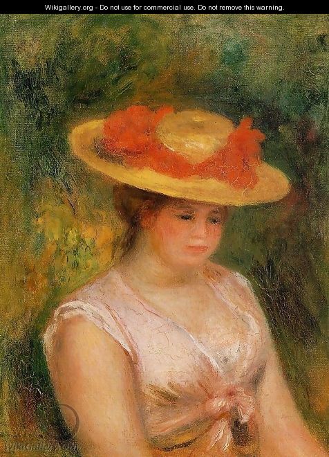 Young Woman In A Straw Hat3 - Pierre Auguste Renoir