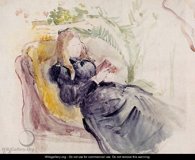 Julie Manet Reading In A Chaise Lounge - Berthe Morisot