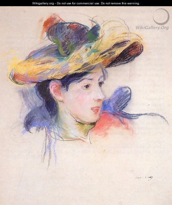 Jeanne Pontillon Wearing A Hat - Berthe Morisot
