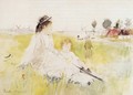 Girl And Child On The Grass - Berthe Morisot