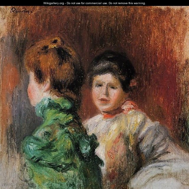 Study Two Womens Heads - Pierre Auguste Renoir