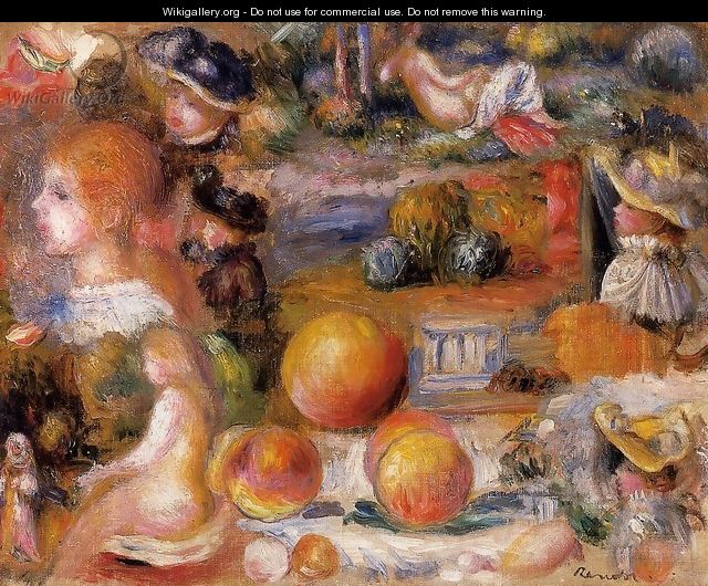 Studies Womans Heads Nudes Landscapes And Peaches - Pierre Auguste Renoir