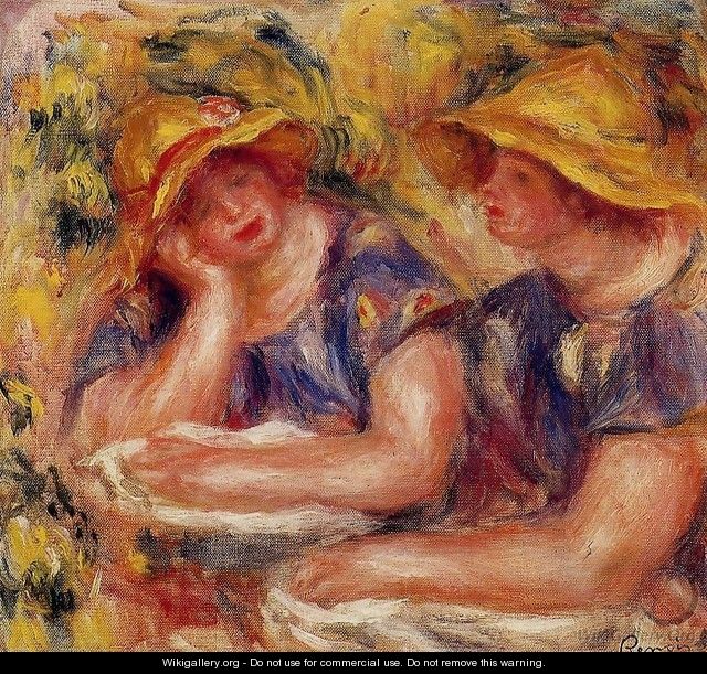 Two Women In Blue Blouses - Pierre Auguste Renoir