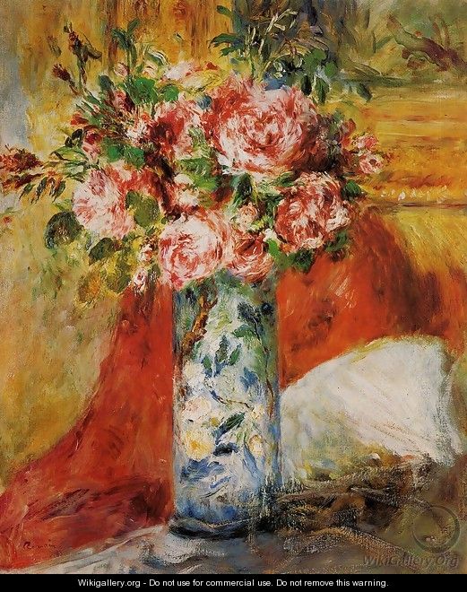 Roses In A Vase - Pierre Auguste Renoir