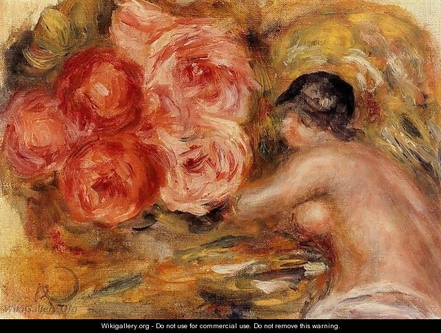 Roses And Study Of Gabrielle - Pierre Auguste Renoir